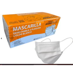 MASCARILLAS DESECHABLES 3 PLIEGUES BLANCA