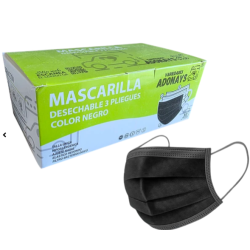 MASCARILLAS DESECHABLES 3 PLIEGUES NEGRA