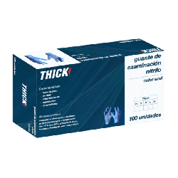 GUANTE NITRILO EXAMINACIÓN AZUL THICK (100 UNIDADES)